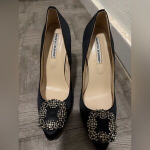 Manolo Blahnik  Hangisi Black Heels with Embellishments Read Description